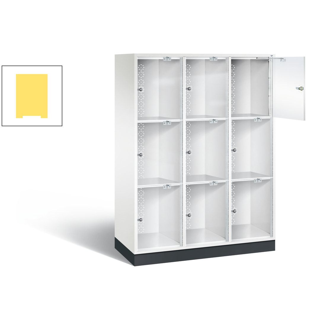Schließfachschrank, Fächerschrank mit Türen aus Acrylglas, 2 Abteile, 6 Fächer, Zylinderschloss, 1.750 x 1.220 x 500 mm (HxBxT), Korpus anthrazitgrau