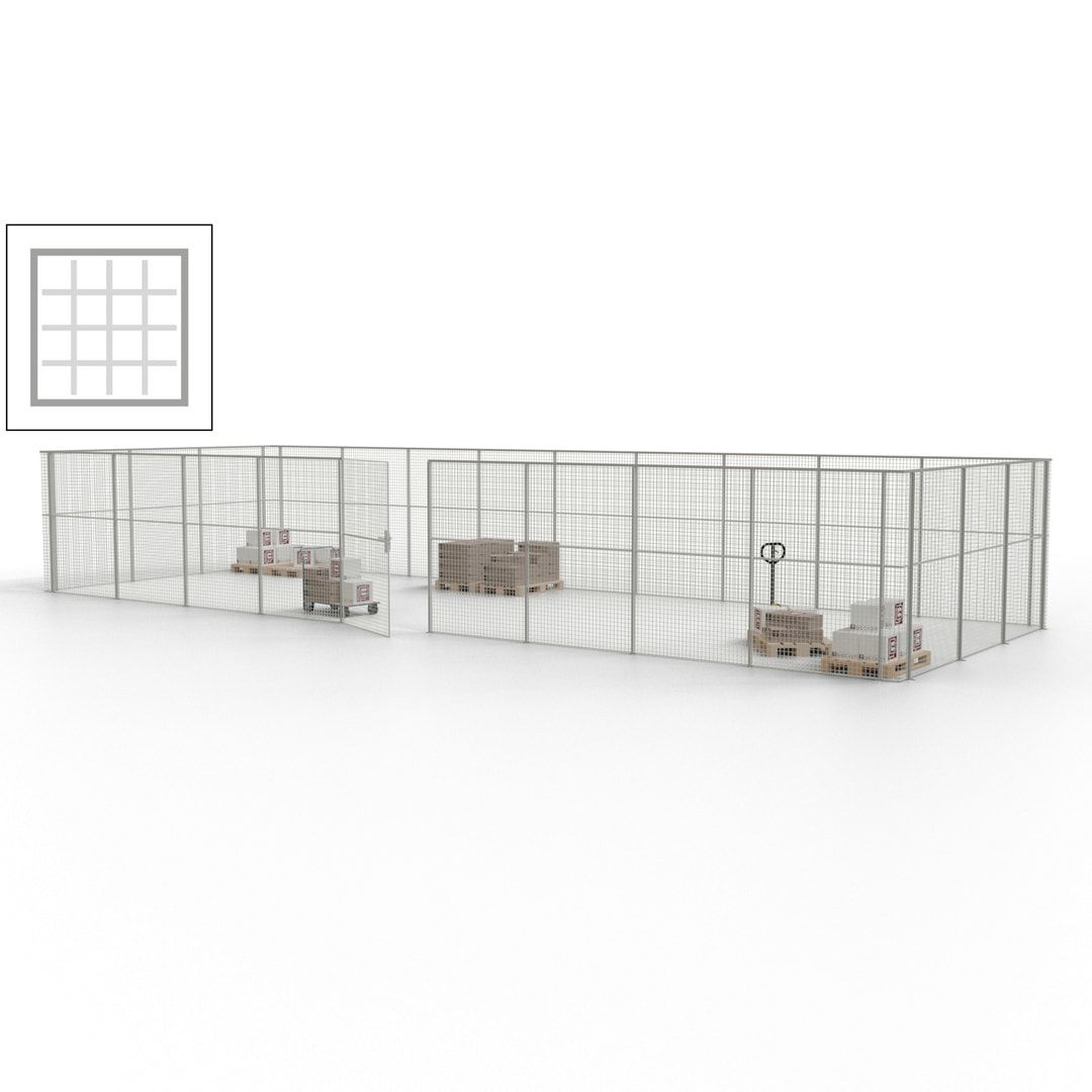 Maschinen Schutzgitter - Hallentrennwand - Sicherheitszaun - Tür - 36 m - 2.200 x 13.900 x 4.900 mm (HxBxT) - enzianblau