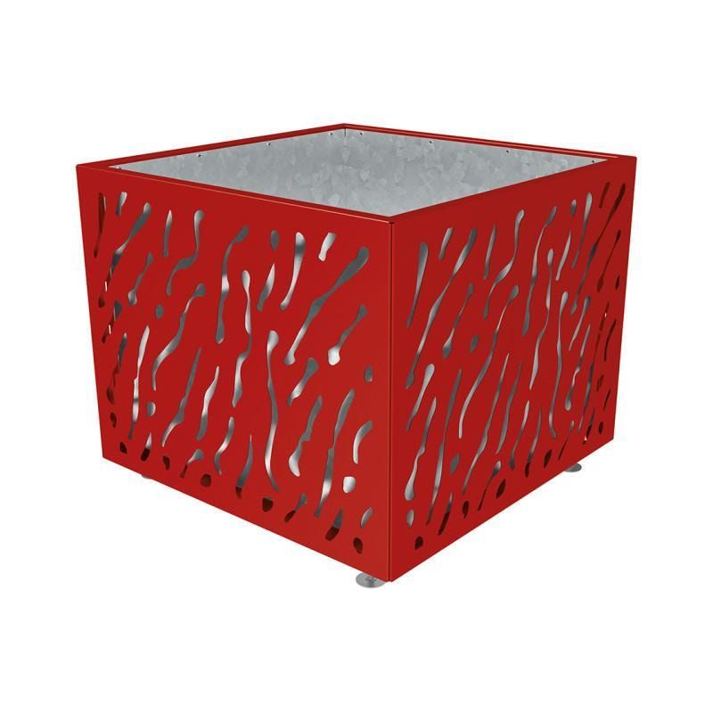 Pflanzbehälter, Stahlblech fvz, einfarbig, innen feuerverzinkt mit Verladungsgriffen, verstellbare Füße, 870 x 990 x 990 mm (HxBxT), enzianblau
