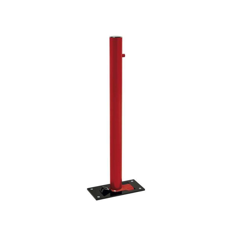 Klappbarer Pfosten mit Edelstahlkopf - 76 x 1.077 mm (DxH) - Überfahrhöhe 114 mm - Farbe enzianblau - Absperrpfosten
