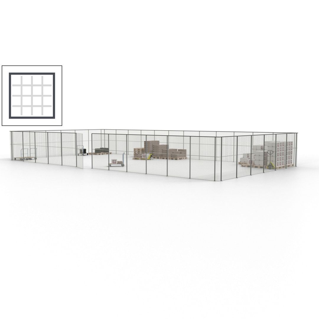 Maschinen Schutzgitter - Hallentrennwand - Sicherheitszaun - Tür - 54 m - 2.200 x 18.400 x 9.400 mm (HxBxT) - enzianblau