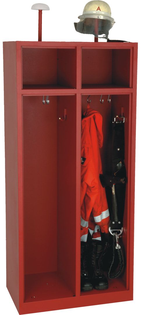 Feuerwehrschrank mit 1 Abteil - Spind mit Helmhalter - 1.800 x 415 x 500 mm (HxBxT) - feuerrot