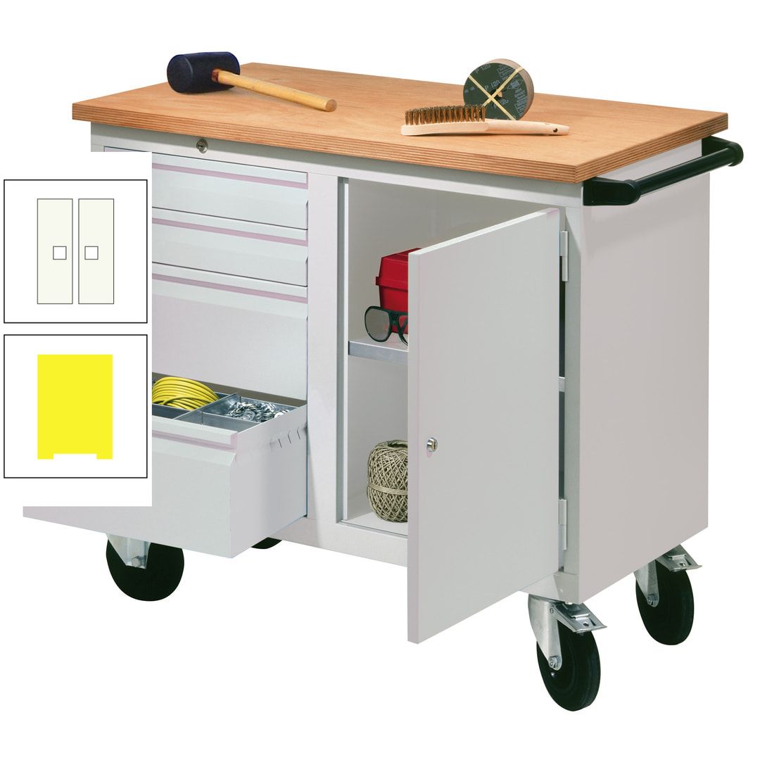 Mobile Werkbank - Werkstattwagen - 915 x 1.090 x 600 mm - 4 Schubladen und Schrankfach - anthrazitgrau
