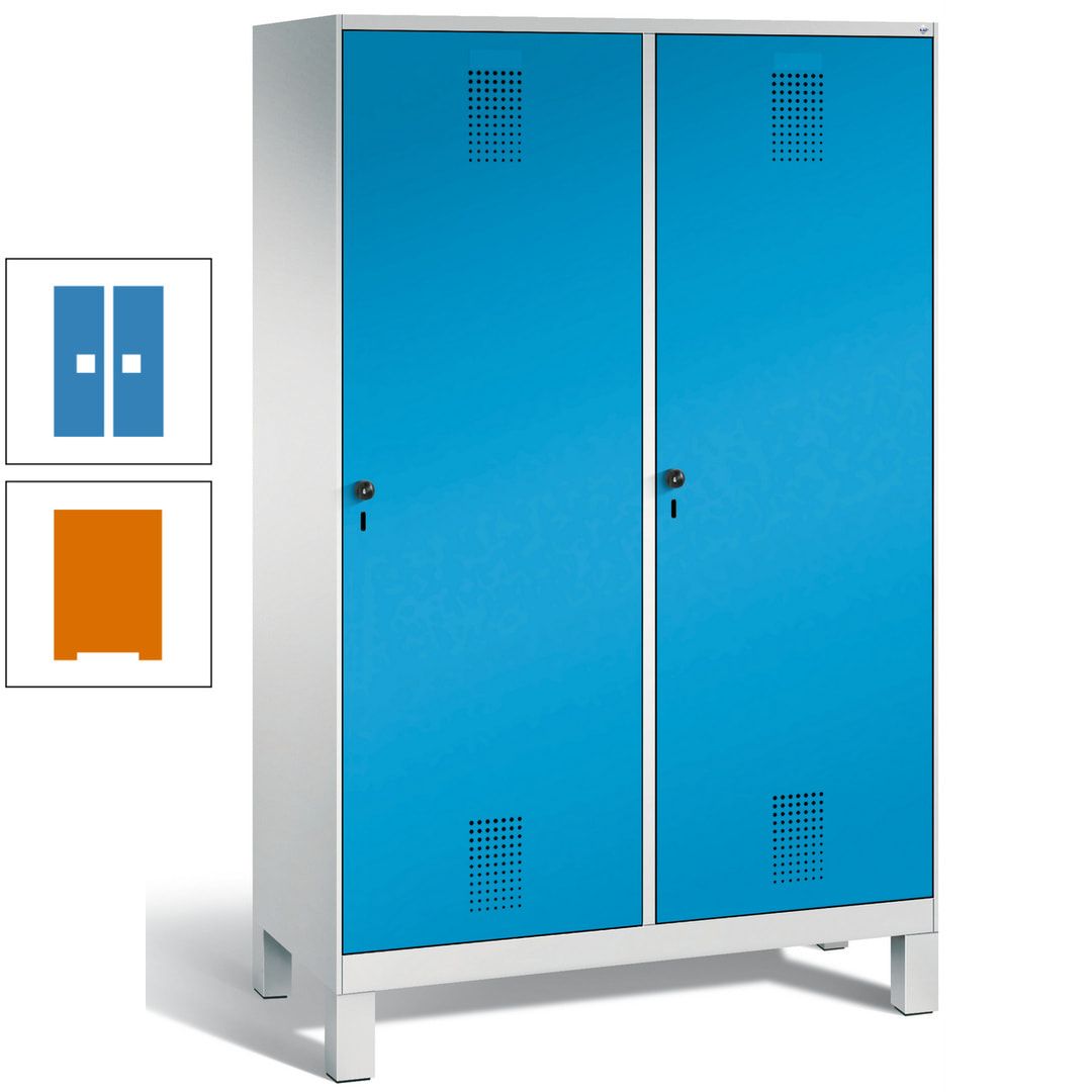 Doppel-Spind, Garderobenschrank, 2 Türen für 4 Abteile a 300 mm, Korpus anthrazitgrau, Türen anthrazitgrau, 1.850 x 1.200 x 500 mm (HxBxT)