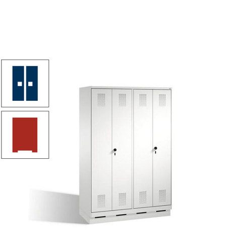 Doppel-Spind, Doppeltüren, Garderobenschrank mit Sockel, 4 Abteile a 300 mm, Korpus anthrazitgrau, Tür anthrazitgrau, 1.800 x 1.200 x 500 mm (HxBxT)