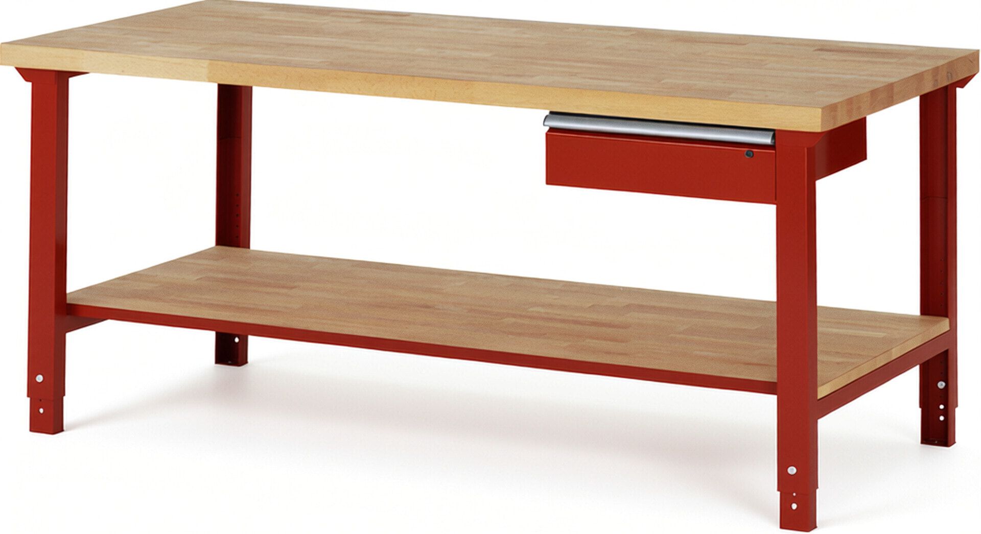 Werkbank mit Ablage - 1 Schublade - 150:1 - höhenverstellbar 790 - 1.140 mm - 2.000 x 900 mm (BxT) - 750 kg - Buche - Anthrazitgrau