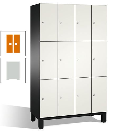 Fächerschrank, Stahlschrank, 12 Fächer, Türöffnungsbegrenzer, mit Füßen, Korpus lichtgrau, Tür anthrazitgrau, 1.980 x 1.200 x 525 mm (HxBxT)