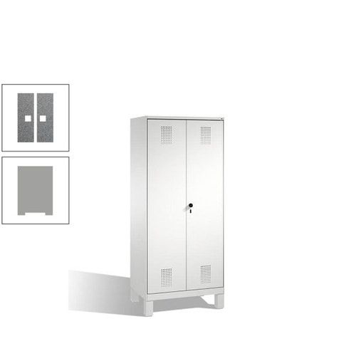 Doppel-Spind, Doppeltüren, Garderobenschrank mit Füßen, 2 Abteile a 400 mm, Korpus anthrazitgrau, Tür anthrazitgrau, 1.850 x 800 x 500 mm (HxBxT)
