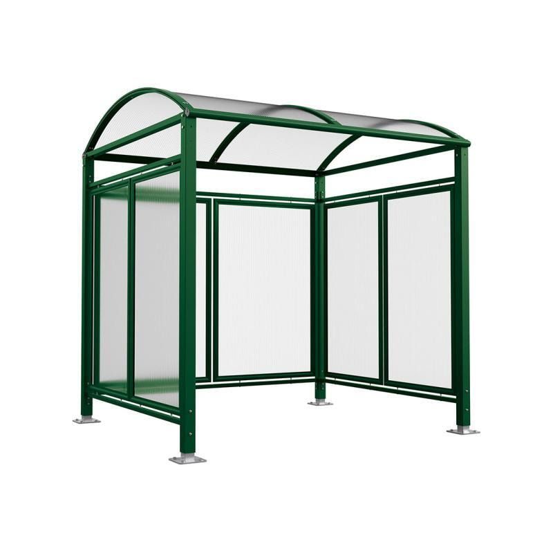 Fahrradunterstand, Fahrradüberdachung, All-in-One+Zusatz, 2.635 x 5.000 x 2.090 mm (HxBxT), auf Bodenplatten, mit Regenrinne, Farbe enzianblau