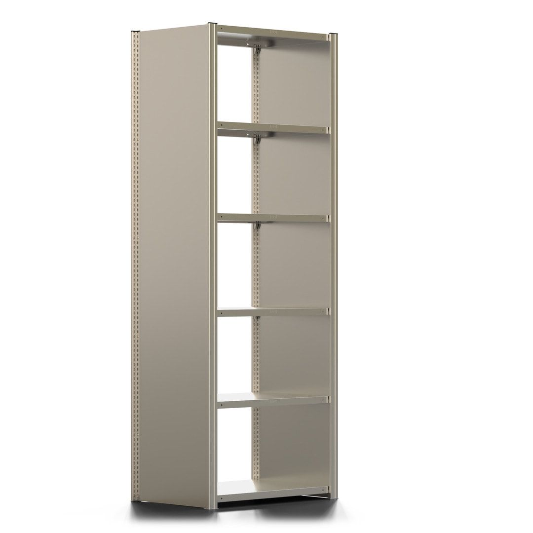 Fachbodenregal mit Seitenwand - 350 kg - 2.500 x 875 x 600 mm (HxBxT) - Anbauregal - 6 Böden - verzinkt - Lagerregal - Steckregal - BERT