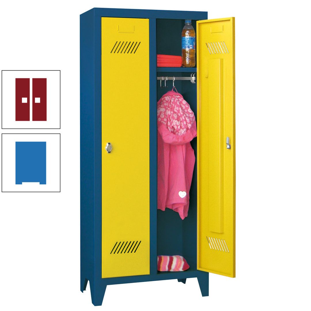 Spindschrank f. Kindergärten - mit Füßen - Höhe 1.300 mm - 2 Abteile a 250 mm - Zylinderschloss - anthrazitgrau
