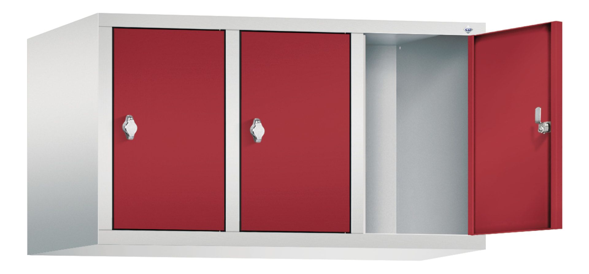 Aufsatzschrank für Spinde und Schließfachschränke, 3 Abteile, Korpus anthrazitgrau, Türen anthrazitgrau, 500 x 900 x 500 mm (HxBxT), Stahlschrank