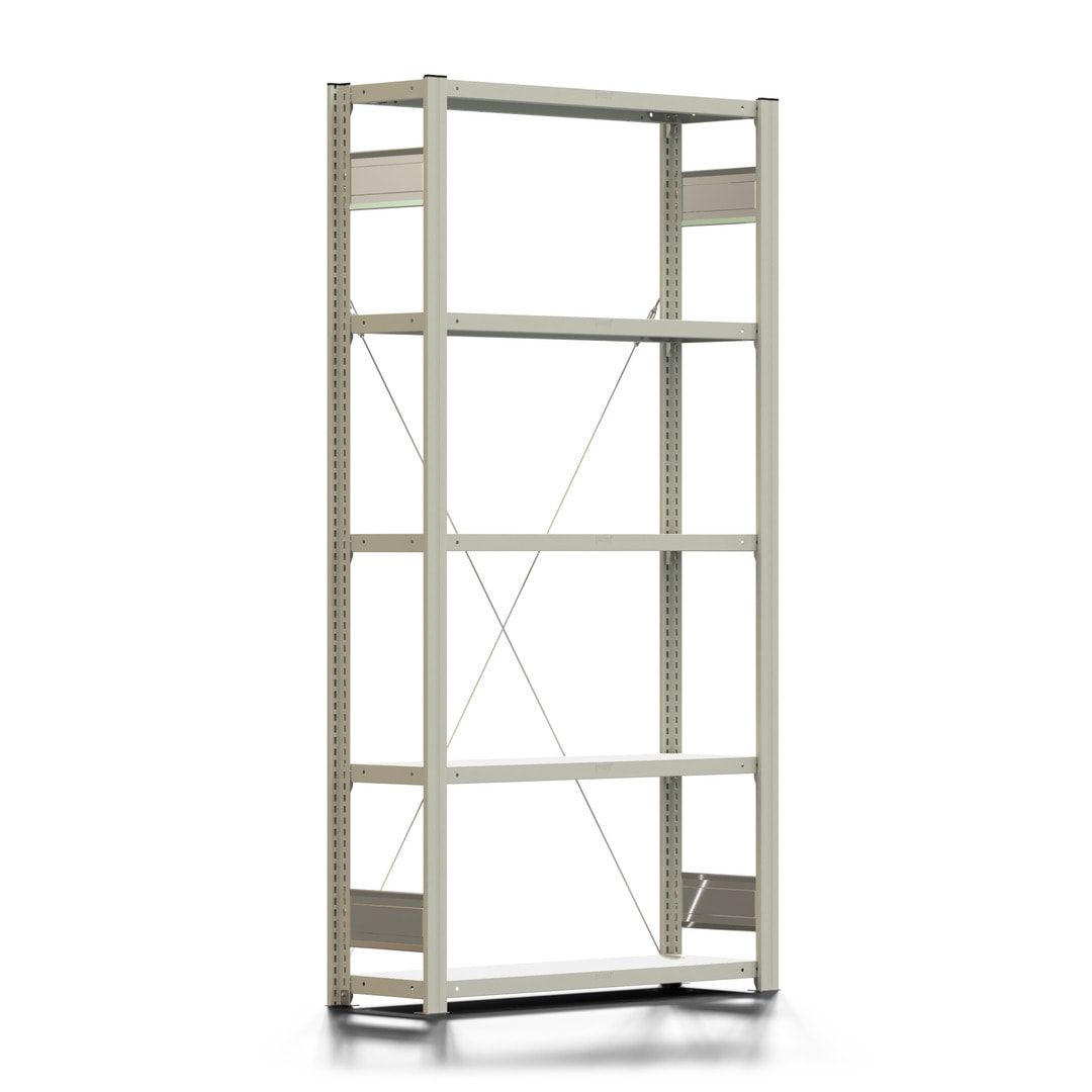 Fachbodenregal mit Tiefenriegel - 250 kg - 2.000 x 1.005 x 300 mm (HxBxT) - Anbauregal - lichtgrau - Lagerregal - Steckregal - BERT
