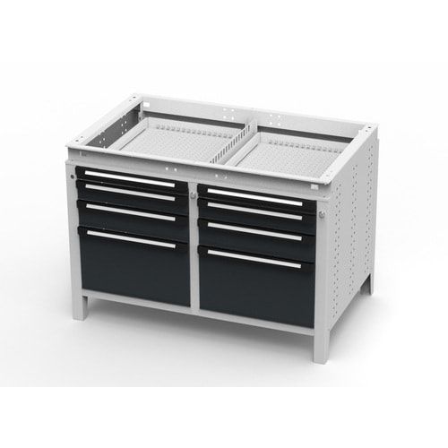 OTTOKIND Werkbank - bündige Arbeitsplatte - 850 x 1.150 x 750 mm (HxBxT) - 8 Schubladen - lichtgrau