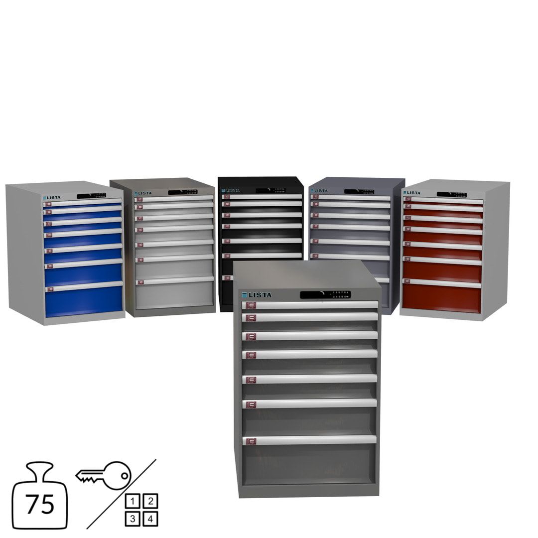 Lista Schubladenschrank - 14.404.010 - 850x564x725 mm (HxBxT) - 7 Schubladen - 75 kg - Key Lock - lichtblau (RAL 5012)