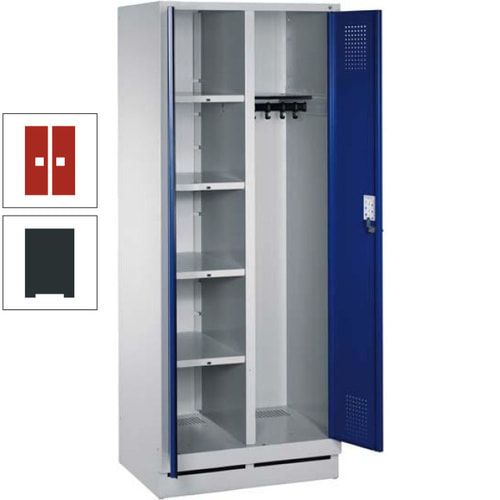 Mehrzweckschrank, Doppeltüren, Füße, 2 Abteile a 300 mm, Korpus anthrazitgrau, Tür anthrazitgrau, 1.800 x 600 x 500 mm (HxBxT)