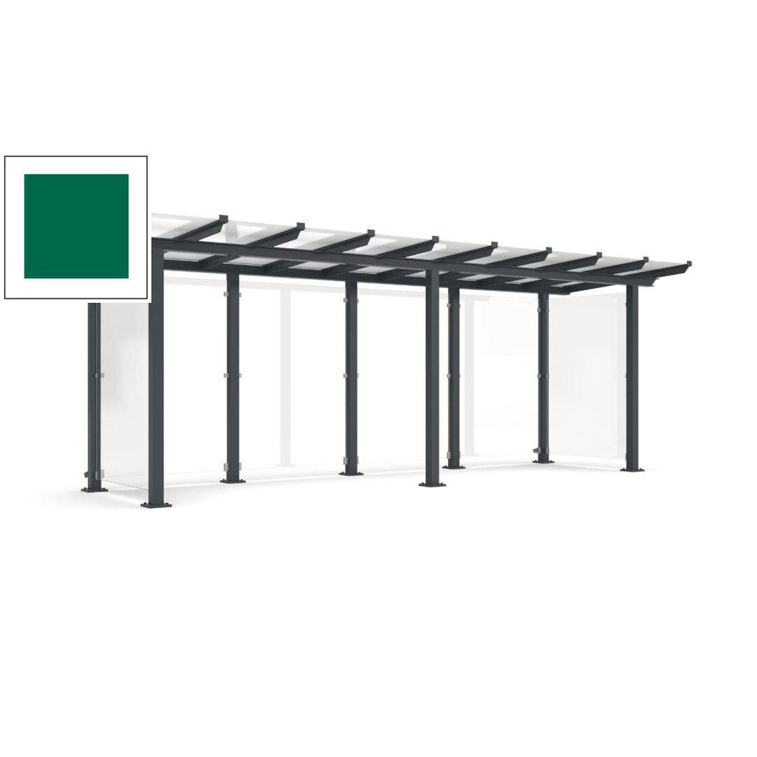 Unterstand mit Pultdach und Sicherheitsglas - feuerverzinkt und farbbeschichtet - 2.435 x 6.850 x 2.090 (HxBxT) - Farbe Achatgrau