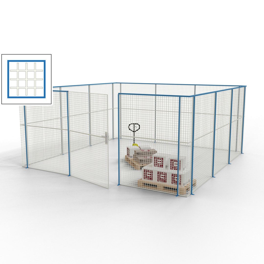 Maschinen Schutzgitter - Hallentrennwand - Sicherheitszaun - Tür - 18 m - 2.200 x 4.900 x 4.900 mm (HxBxT) - enzianblau