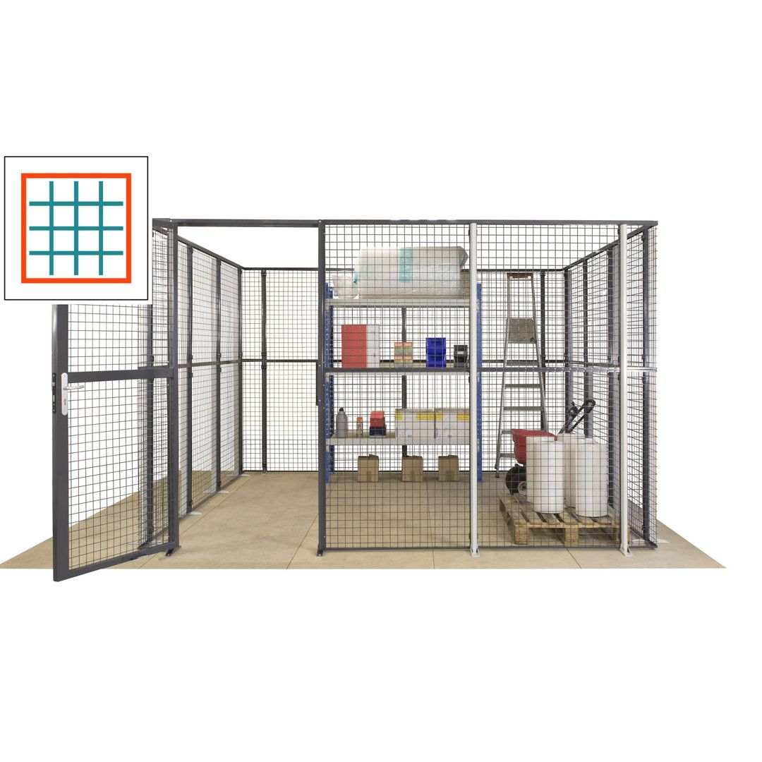 Maschinen Schutzgitter - Hallentrennwand - Sicherheitszaun - Tür - 72 m - 2.200 x 21.400 x 15.400 mm (HxBxT) - enzianblau