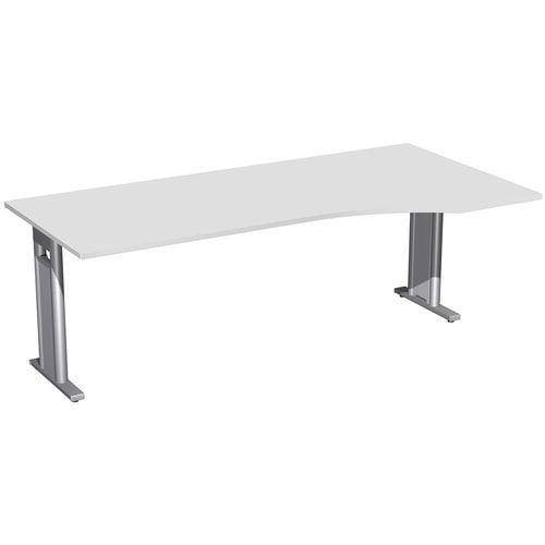 Eckschreibtisch, Ecke rechts, Füße einseitig verkürzt, C-Fuß Pro, 720 x 1.600 x 1.000 mm (HxBxT), Gestell silber, Dekor Ahorn