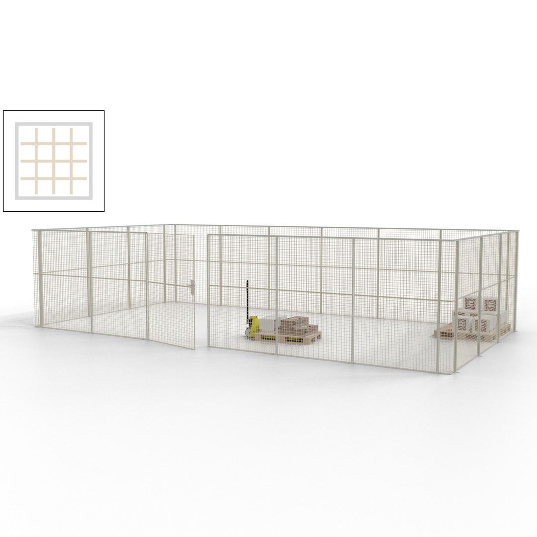 Maschinen Schutzgitter - Hallentrennwand - Sicherheitszaun - Tür - 27 m - 2.200 x 9.400 x 4.900 mm (HxBxT) - enzianblau