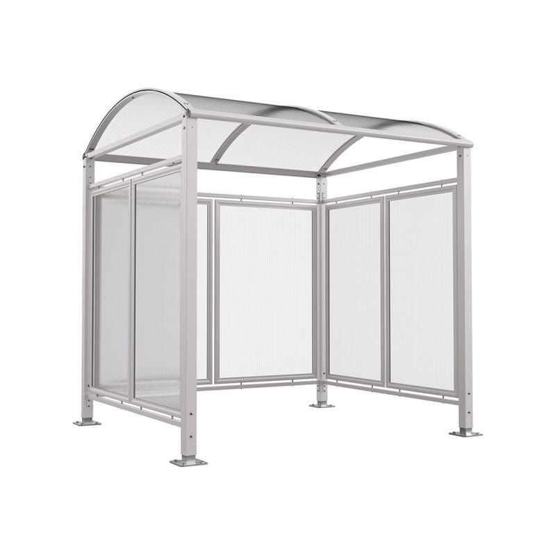 Fahrradunterstand, Fahrradüberdachung, All-in-One+Zusatz, 2.635 x 5.000 x 2.090 mm (HxBxT), auf Bodenplatten, mit Regenrinne, Farbe enzianblau