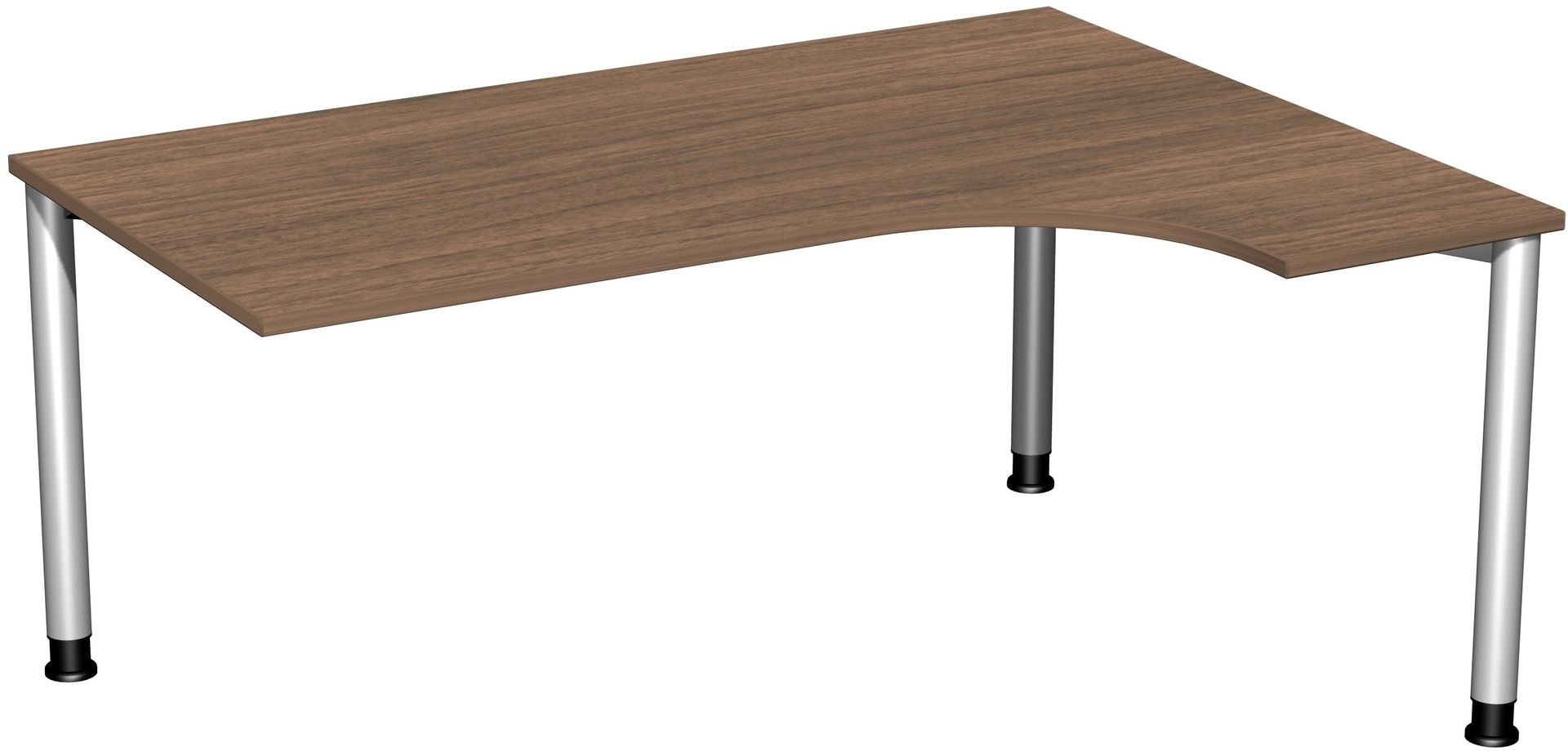 Eckschreibtisch mit einseitig verkürzten, 4-Fuß Flex, Ecke rechts, Höhe 680-800 mm, 1.600 x 1.200 mm (BxT), Gestell anthrazit, Ahorn