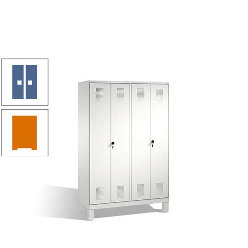 Doppel-Spind, Doppeltüren, Garderobenschrank mit Füßen, 4 Abteile a 300 mm, Korpus anthrazitgrau, Tür anthrazitgrau, 1.850 x 1.200 x 500 mm (HxBxT)