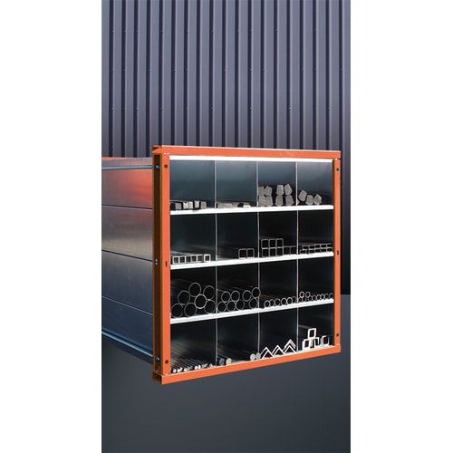 Eichinger Wabenregal für Langgut, Fronteinschub, 16 Waben, 4 x 4, 2-fach stapelbar, 1.000 x 1.000 x 3.010 mm (HxBxT), Fachhöhe 215 mm, Farbe anthrazit