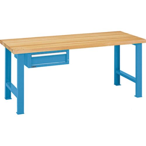 Werkbank - 0,3 t - (HxBxT) 840 x 2.000 x 750 mm - 1 Schublade - blau