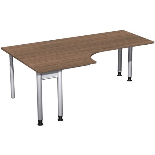 Eckschreibtisch, Eckteil 800 mm, links, Füße einseitig verkürzt, 4-Fuß Pro, höhenverstellbar, 680-800 x 1.600 x 1.200 mm (HxBxT), Dekor Ahorn