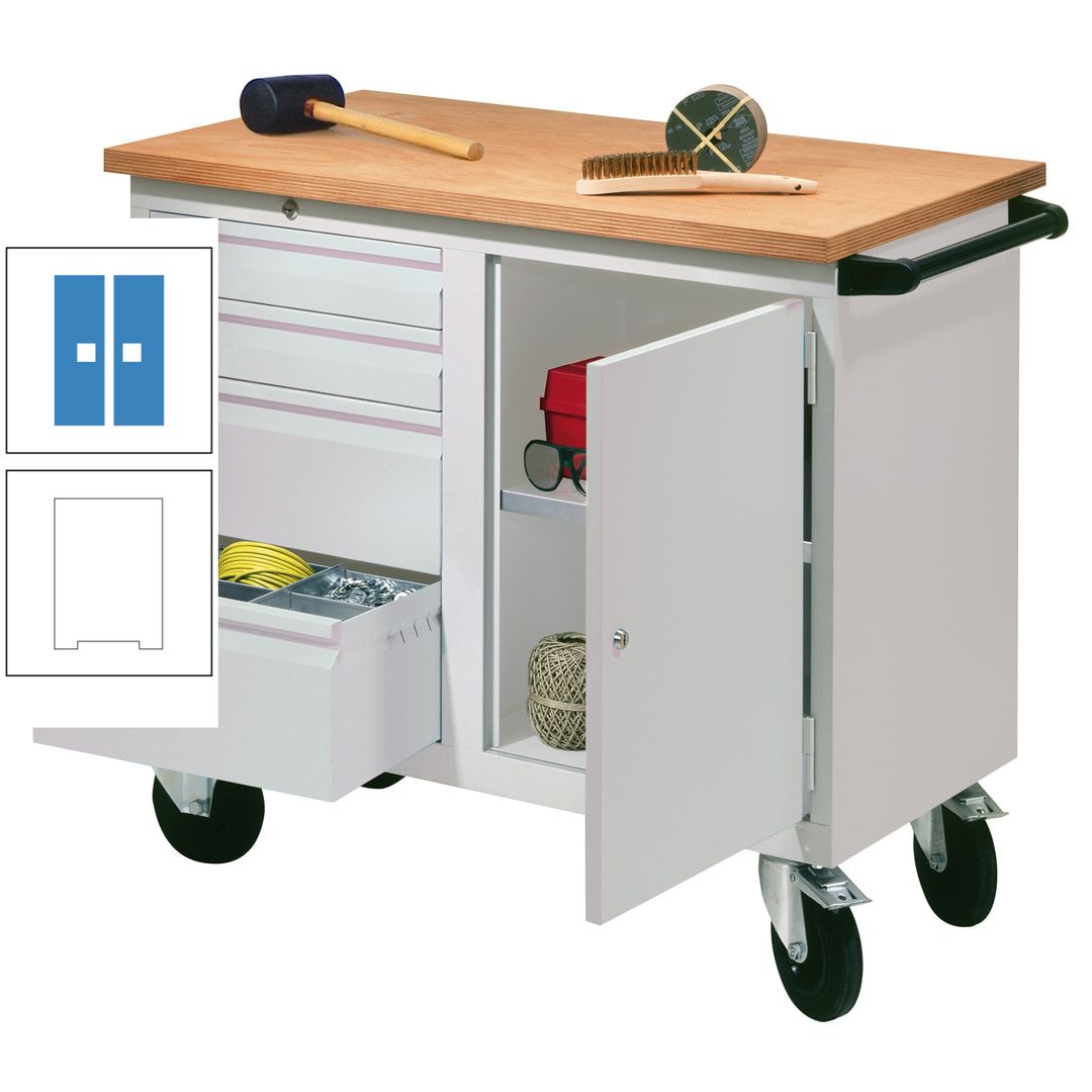 Mobile Werkbank - Werkstattwagen - 915 x 1.090 x 600 mm - 4 Schubladen und Schrankfach - anthrazitgrau