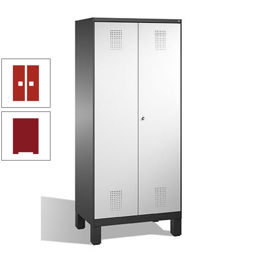Mehrzweckschrank, Doppeltüren, auf Füßen, 2 Abteile a 400 mm, Korpus anthrazitgrau, Tür anthrazitgrau, 1.850 x 800 x 500 mm (HxBxT)