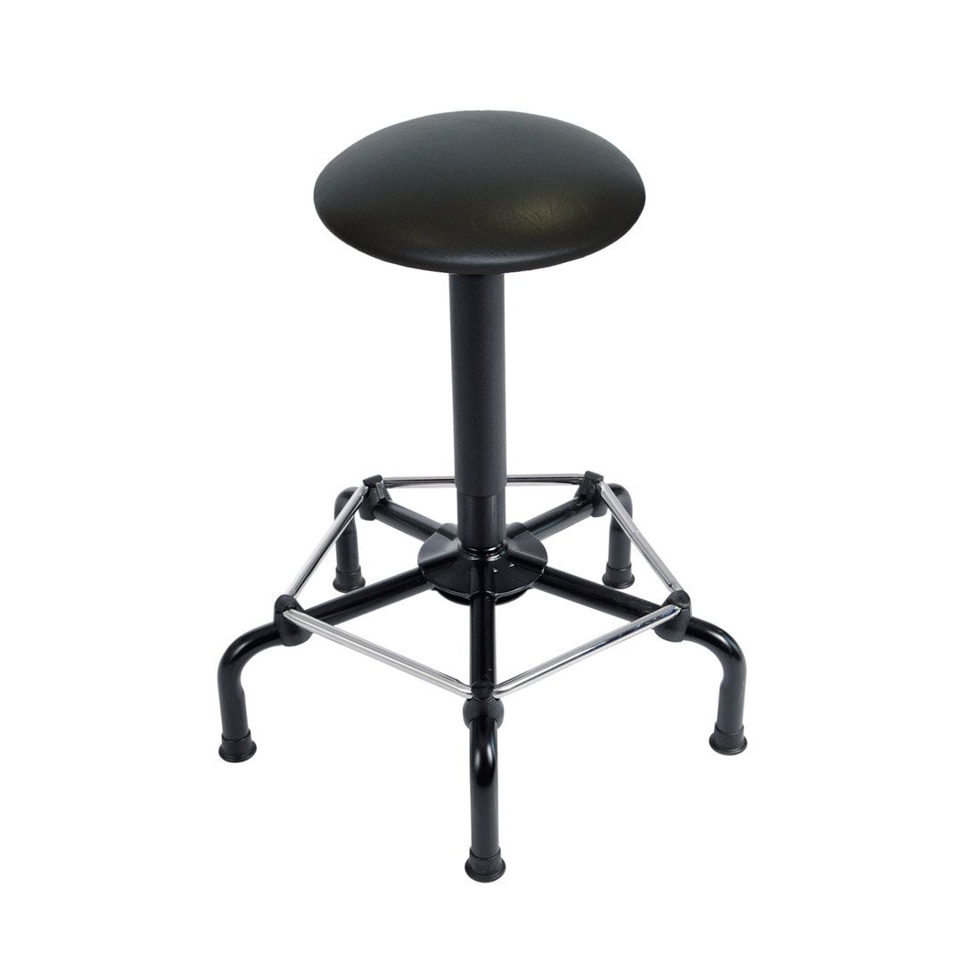 Arbeitshocker mit Fußstütze - Kunstleder - Sitzhöhe 640 - 840 mm - Drehspindel - mit Gleitern