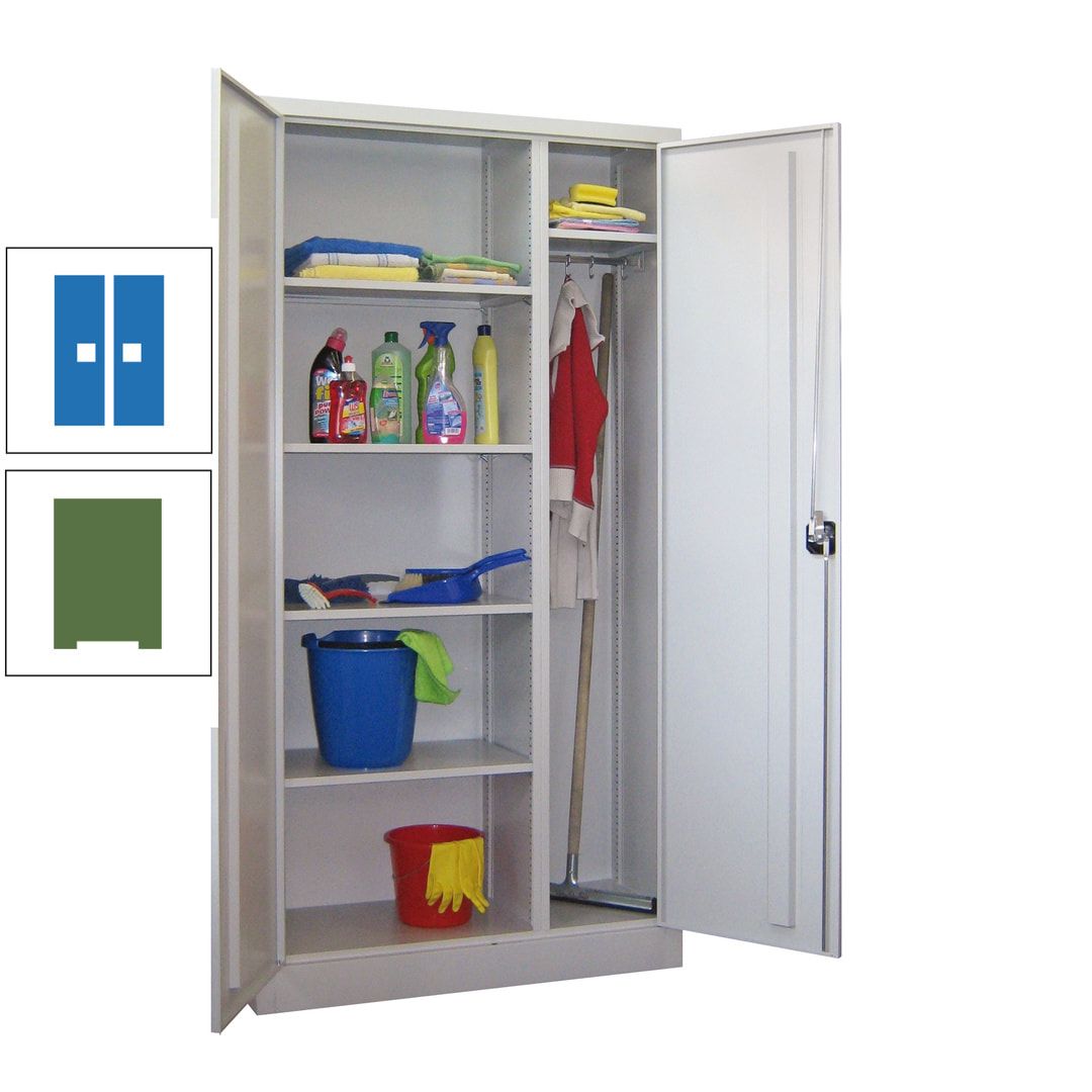 Putzschrank mit Trennwand - 1.950x1.000x400 mm (HxBxT) - Böden pulverbeschichtet - anthrazitgrau