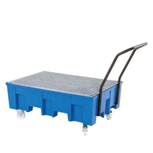 Fahrbare PE-Auffangwanne - 2 x 200 l - 220 l - 620 kg - 1.030 x 865 x 1.245 mm (HxBxT)