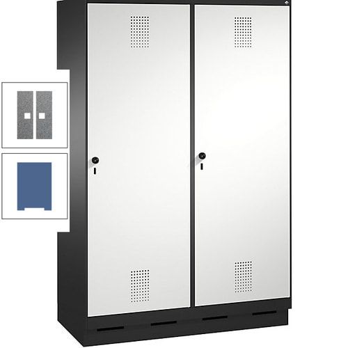 Doppel-Spind, Garderobenschrank, 2 Türen für 4 Abteile a 300 mm, Korpus anthrazitgrau, Türen anthrazitgrau, 1.800 x 1.200 x 500 mm (HxBxT)