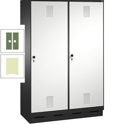 Doppel-Spind, Garderobenschrank, 2 Türen für 4 Abteile a 300 mm, Korpus anthrazitgrau, Türen anthrazitgrau, 1.800 x 1.200 x 500 mm (HxBxT)