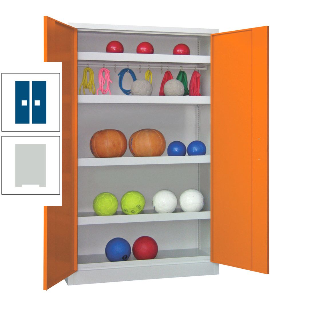 Ballschrank - Vollblechtüren - 4 Böden - 1 Hakenleiste - 1.950x1.200x500 mm (HxBxT) - anthrazitgrau