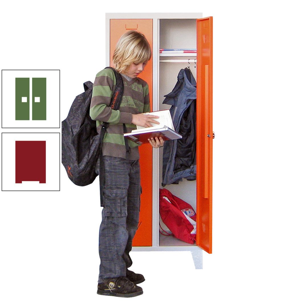 Spindschrank f. Schulen - mit Füßen - Höhe 1.600 mm - 3 Abteile a 300 mm - Drehriegel - anthrazitgrau