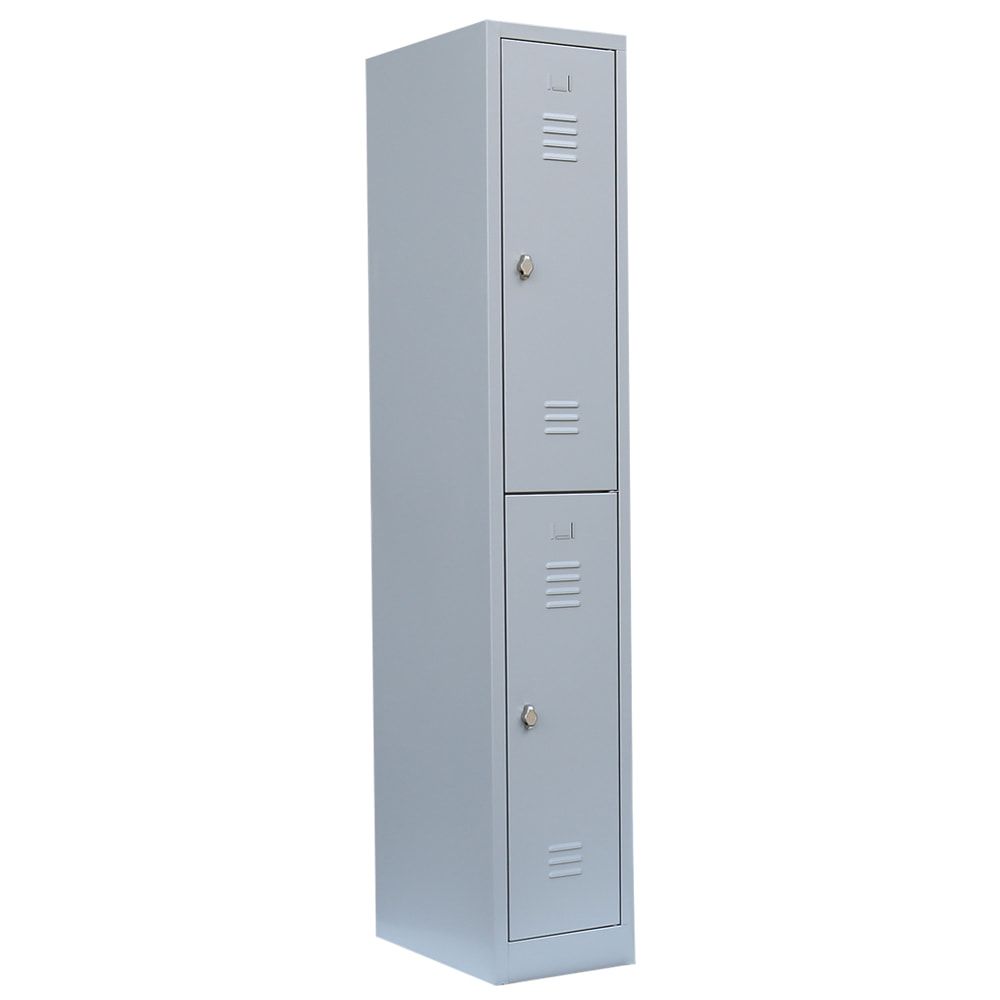 Garderobenschrank, Doppelstockspind, 1 Abteil, 2 Fächer, 1.800 x 315 x 500 mm (HxBxT), Stahl, Drehriegel, Korpus: lichtgrau, Front: anthrazitgrau