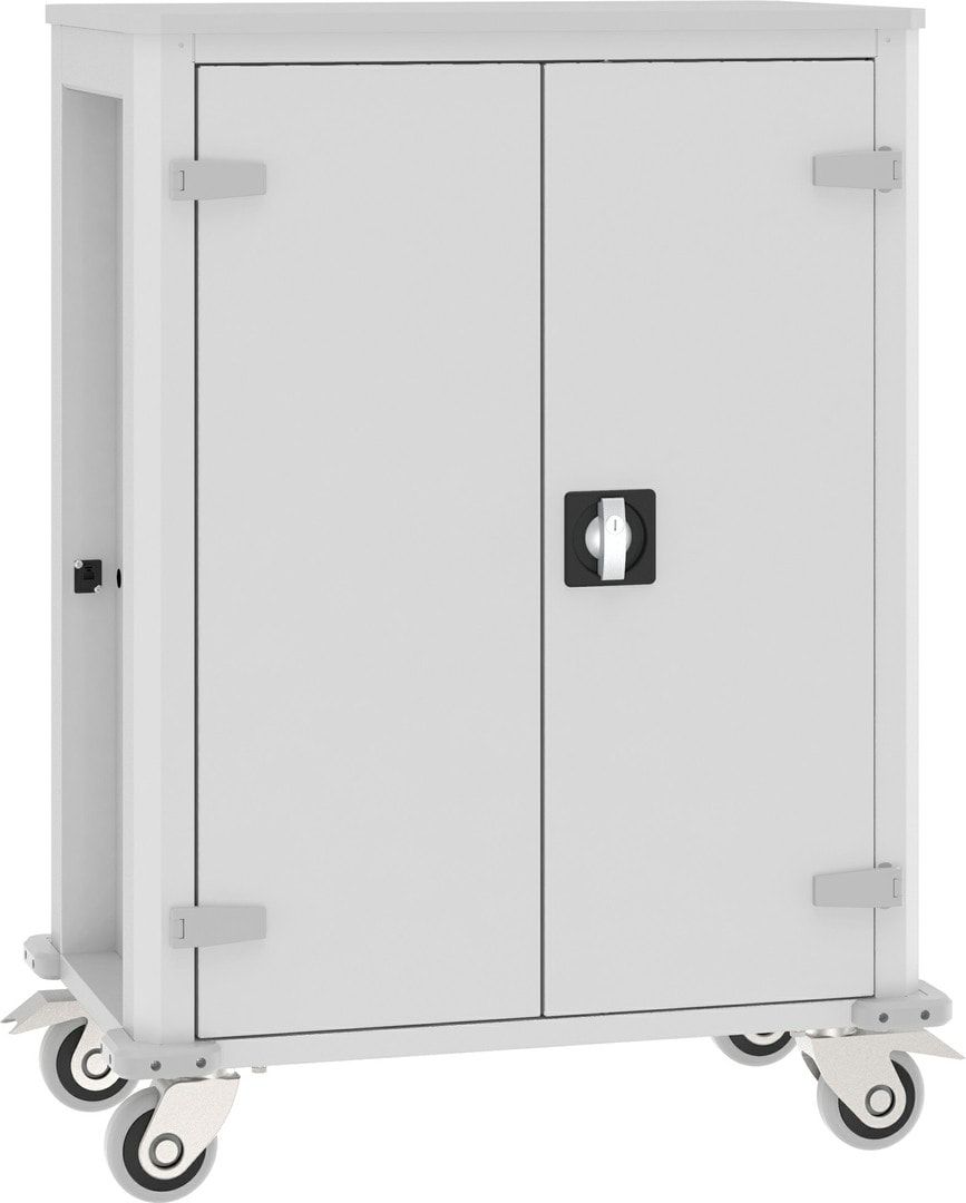 Laptopwagen, Trolley, Ladefunktion, 230V, Schukostecker, 32 Tablets, 1.050 x 730 x 440 mm (HxBxT), Korpusfarbe anthrazitgrau, Frontfarbe anthrazitgrau