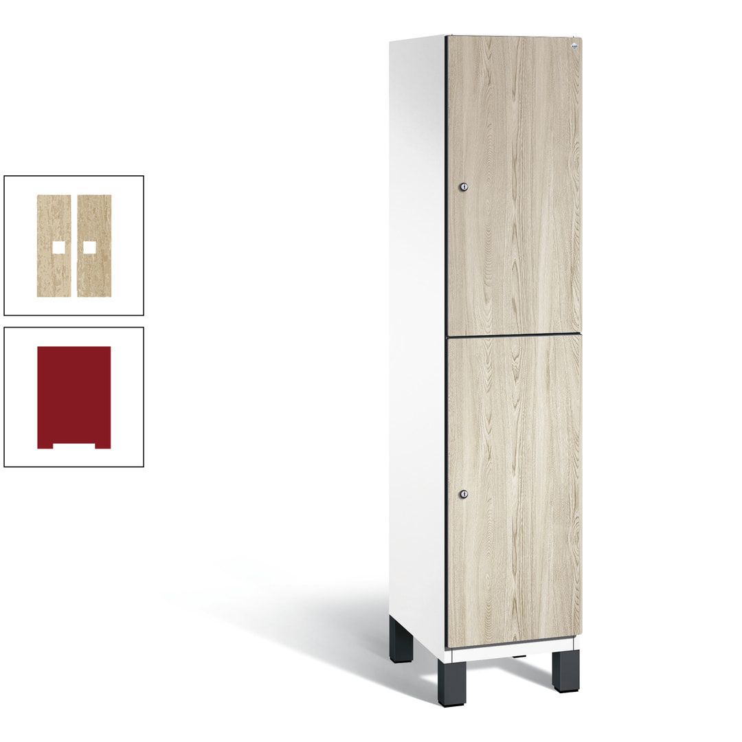 Fächerschrank, Garderobenschrank, mit Füßen, 1 Abteile, 1.980 x 400 x 525 mm (HxBxT), Korpus anthrazitgrau, Tür Donau-Ahorn