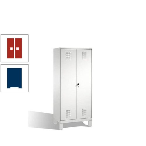 Doppel-Spind, Doppeltüren, Garderobenschrank mit Füßen, 2 Abteile a 400 mm, Korpus anthrazitgrau, Tür anthrazitgrau, 1.850 x 800 x 500 mm (HxBxT)