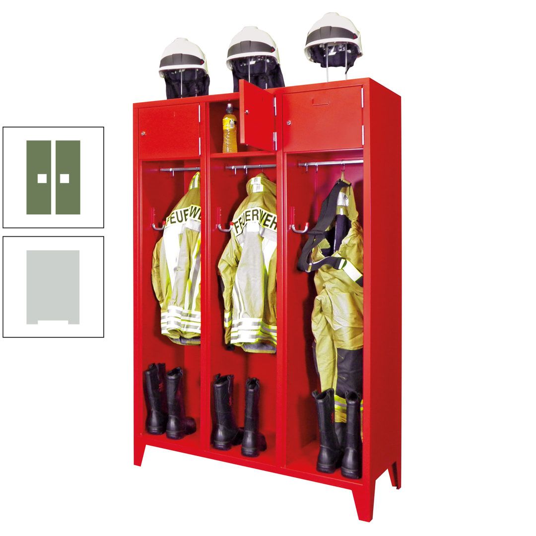 Feuerwehrschrank - 2 Abteile - Ablagefach mit Tür, Etikettenrahmen - 2.100 x 830 x 500 mm (HxBxT) - anthrazitgrau