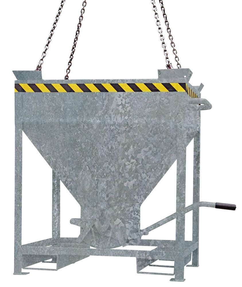 Eichinger Silobehälter, für Stapler und Kran, mit Auslass, Scherenverschluss, stapelbar, 300 Liter, 1.200 x 850 x 1.100 mm (HxBxT) Farbe Feuerverzinkt