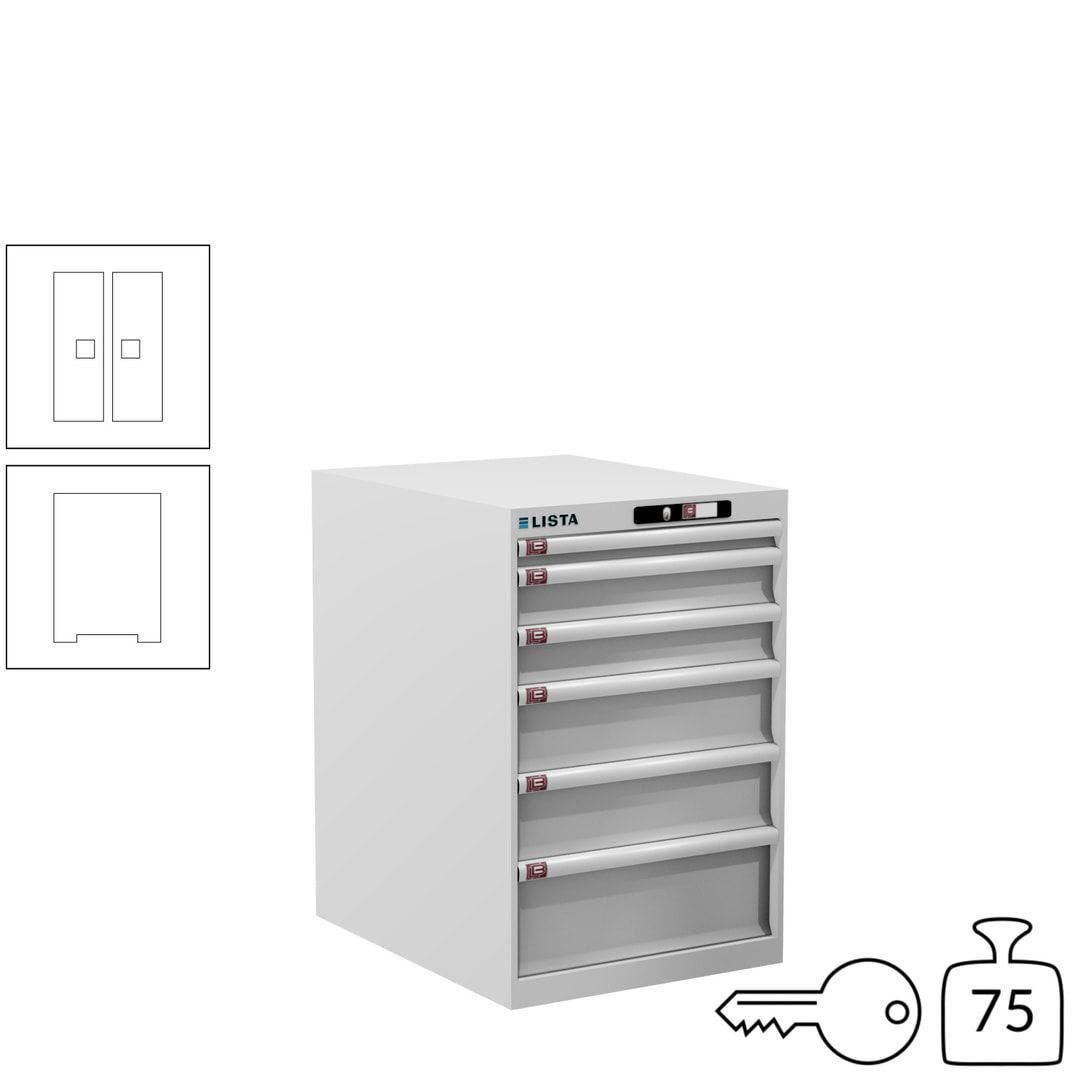 Lista Schubladenschrank - 14.407.010 - 850x564x725 mm (HxBxT) - 6 Schubladen - 75 kg - Key Lock - lichtblau (RAL 5012)