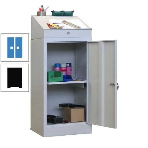 Stehpult mit Schrank - Vollblechtür - Zylinderschloss - 1 Ausziehboden - 1.270x500x500 mm (HxBxT) - anthrazitgrau