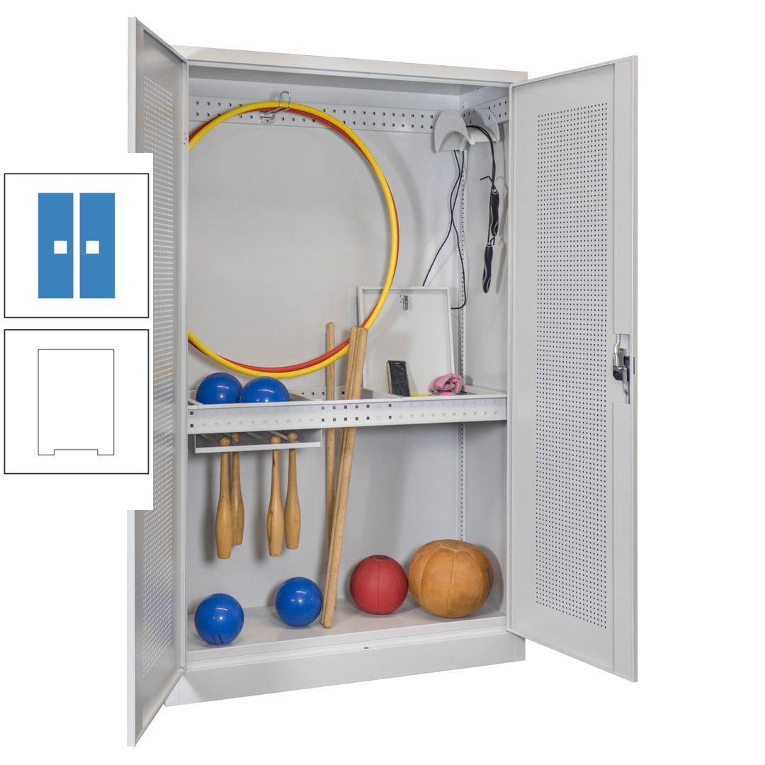 Sportschrank - Lochfeldtüren - Variante 1 - 1.950x1.200x500 mm (HxBxT) - anthrazitgrau
