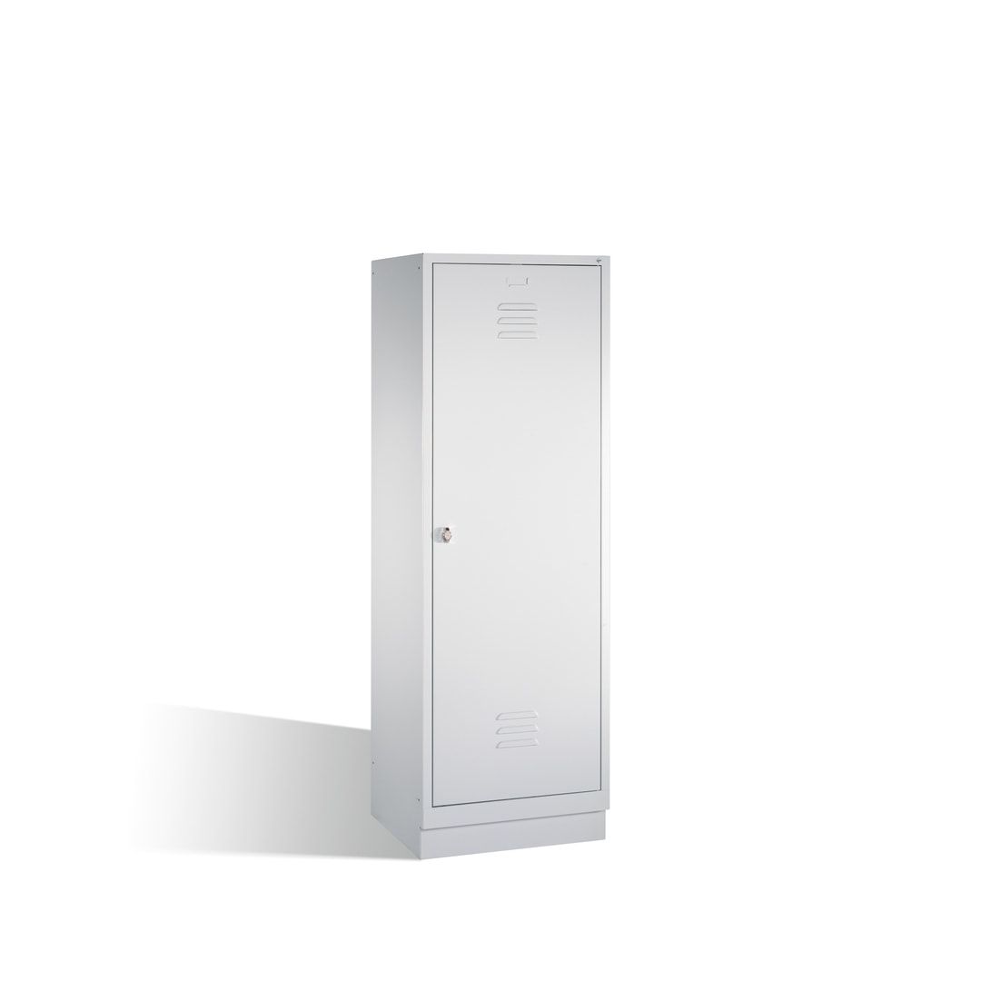 Doppel-Spind mit Großtür, Garderobenschrank mit Sockel, 2 Abteile a 300 mm, Korpus anthrazitgrau, Tür anthrazitgrau, 1.800 x 610 x 500 mm (HxBxT)